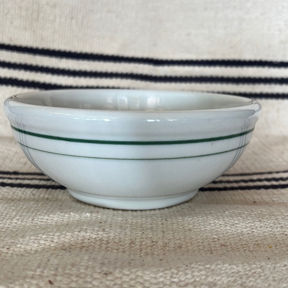 Shenango China Bowl White With Green Stripes